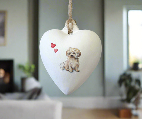 Havanese Fawn Ceramic Heart Bauble